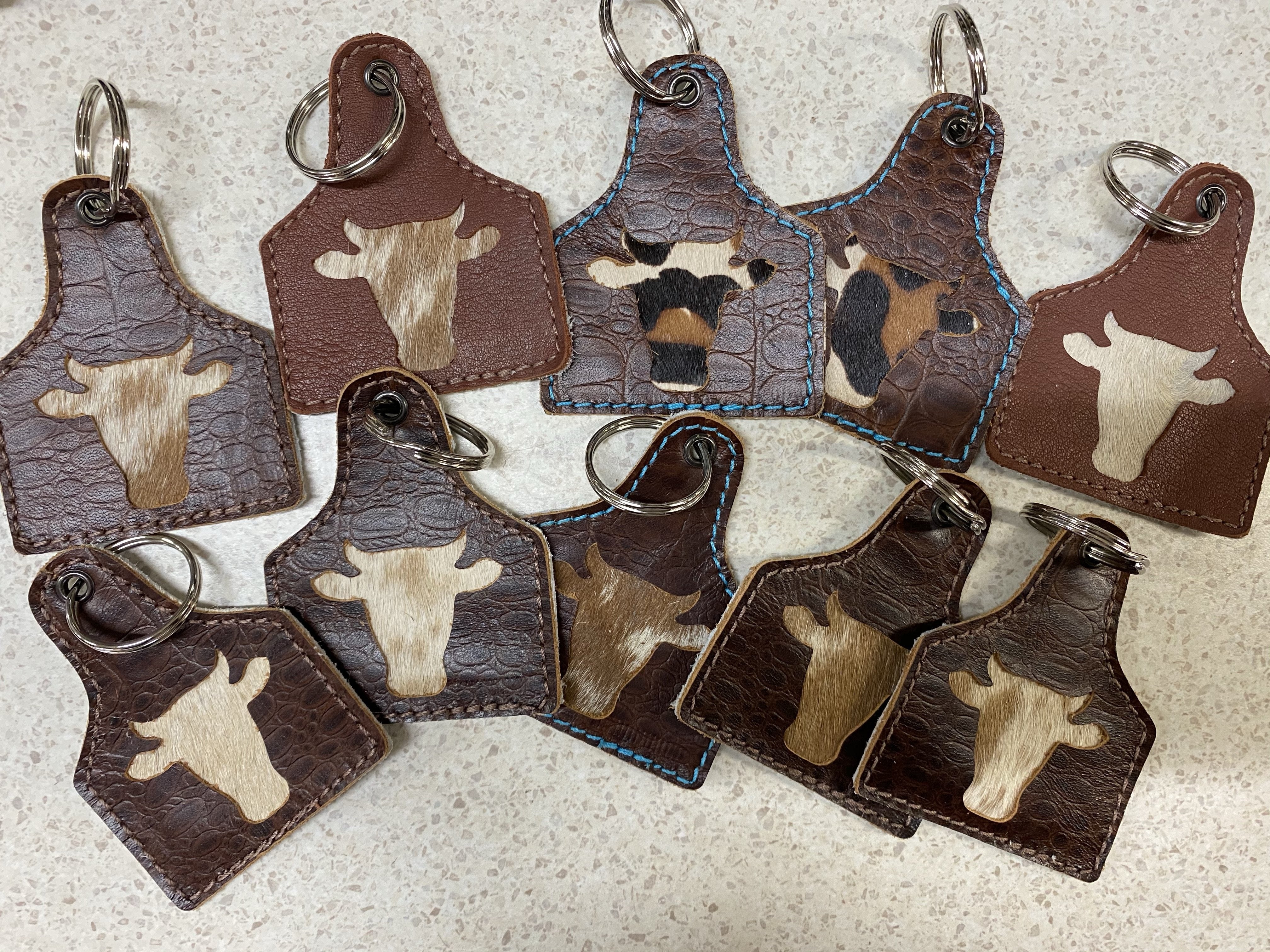 Bull Head Leather & Hide Keyring