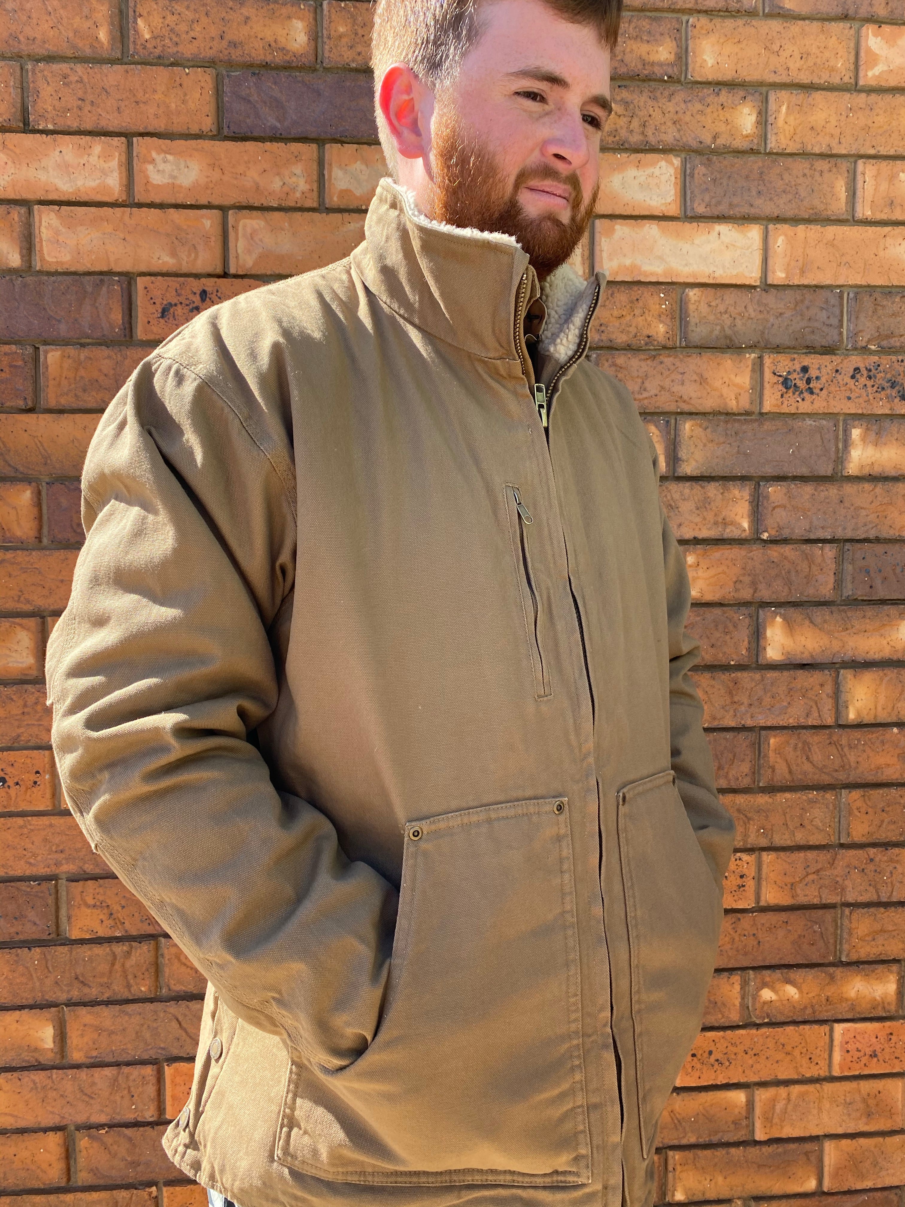 Mens Just Country Khaki Diamantina Sherpa Jacket