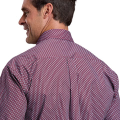 Men's Stetson Collection Print Shirt - Wine Geo Diamond Print