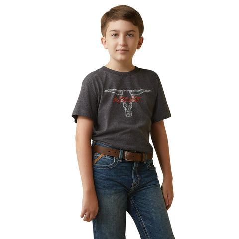 Ariat Boys Barbed Wire Stitch Tee - Charcoal heather