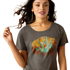 Ariat Womens Buckle Up Graphic SS T Shirt Graphite