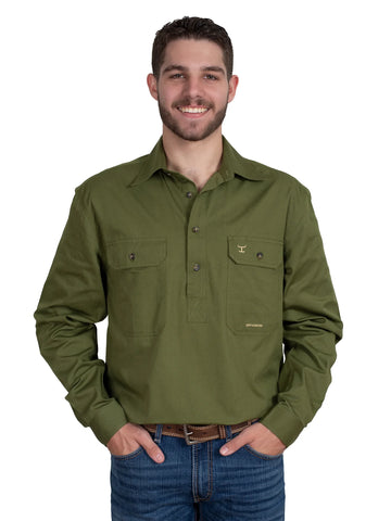 Just Country Mens Cameron Workshirt | Olive
