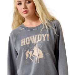 Ariat Women's Vintage Raglan Sweatshirt - Ombre Blue Mineral Wash