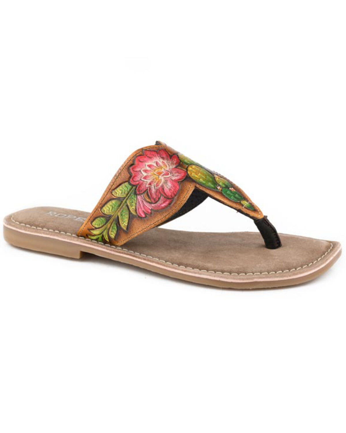 Roper Womens Sandal - Juliet Tan Cactus Painted