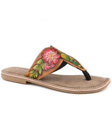 Roper Womens Sandal - Juliet Tan Cactus Painted