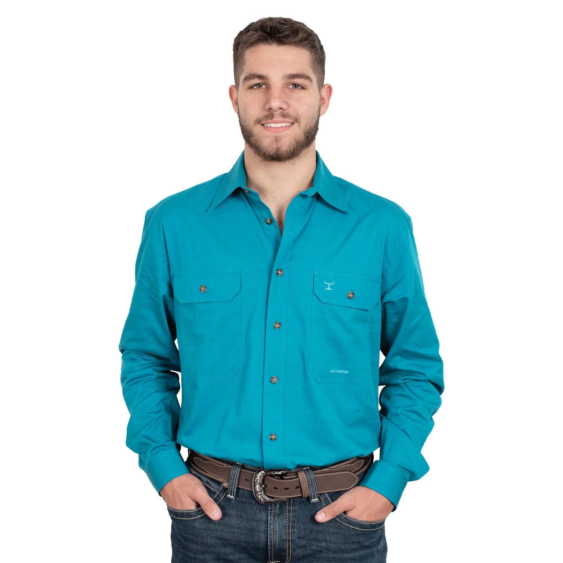 Just Country Evan Full Button Shirt - Ocean