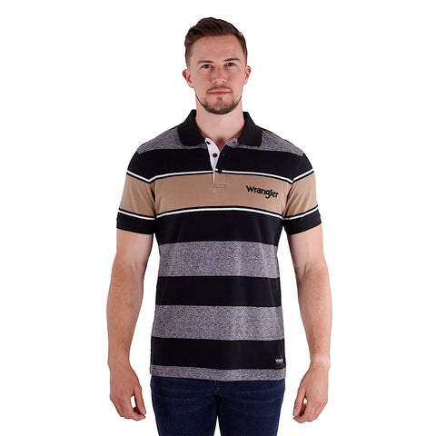 Wrangler Mens Andrew Polo Black/Tan