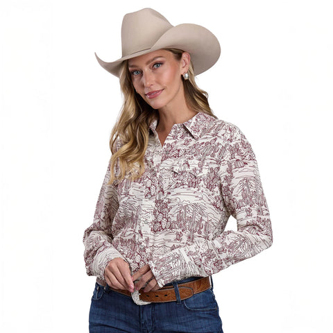 Stetson Women's Desert Toile Print Crepe Shirt