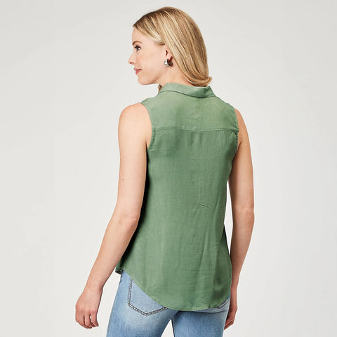 Roper Womens Studio West Collection Sleeveless Blouse - Green