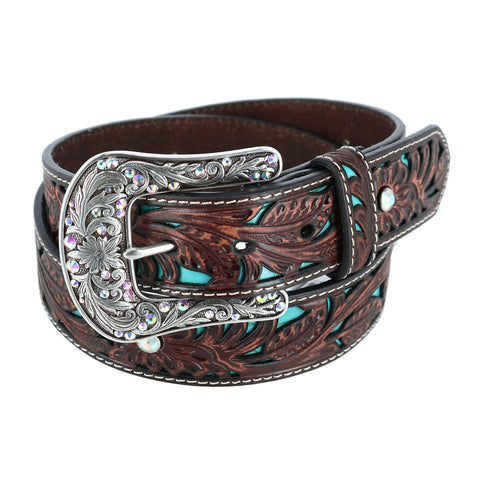 Ariat Women's Floral Turquoise Underlay Belt