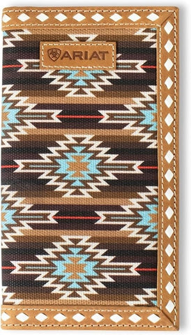 ARIAT Rodeo Southwest Diamond Lace Wallet, Brown, Brown