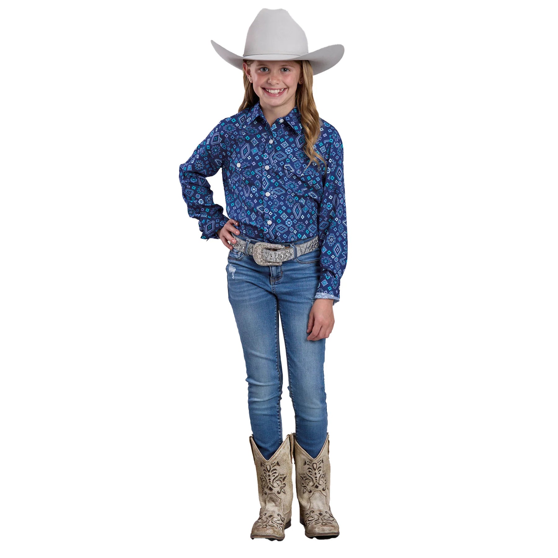 Girl's Roper Five Star Collection Aztec Print Shirt