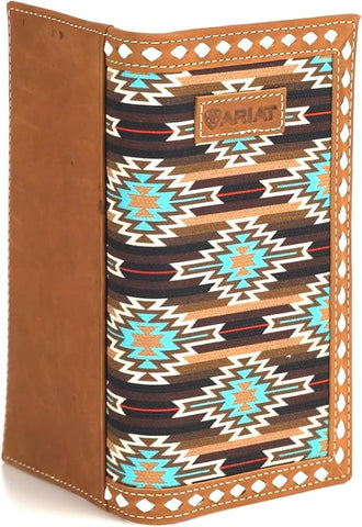 ARIAT Rodeo Southwest Diamond Lace Wallet, Brown, Brown