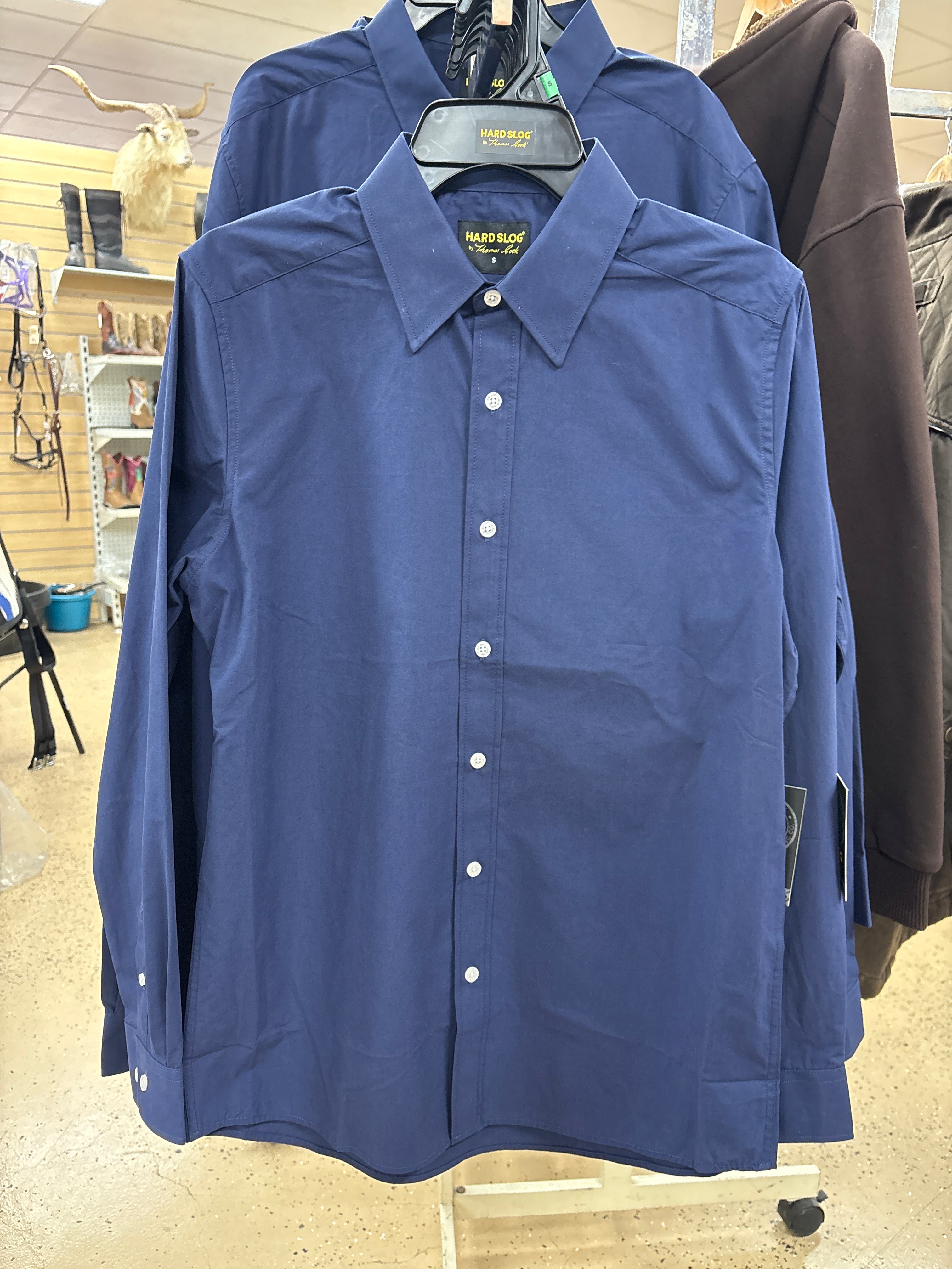 Mens Hard Slog Harper Long Sleeve Shirt - Navy