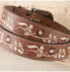 Roper Embroidered Floral Genuine Leather Belt