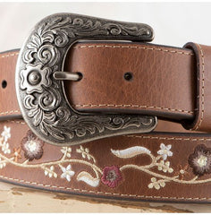 Roper Embroidered Floral Genuine Leather Belt