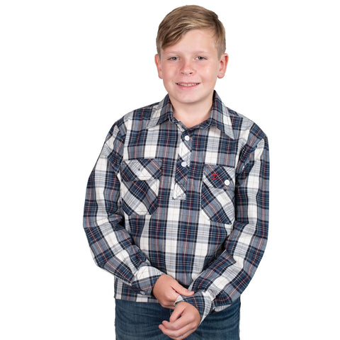 Just Country Boy's Brayden Workshirt | Navy/Red Plaid