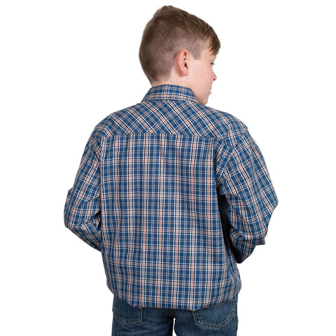 Just Country Boy's Brayden Workshirt | Cobalt/Rust Plaid