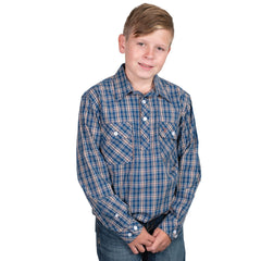 Just Country Boy's Brayden Workshirt | Cobalt/Rust Plaid