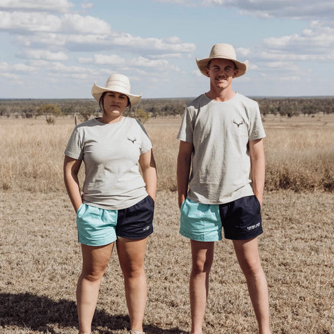 Rawhide Cotton Rugby Shorts | Navy & Light Blue