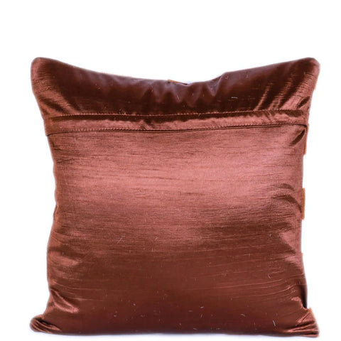 Brown & White Hairon Leather Cushion Cover | Square
