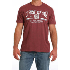 Cinch Mens Denim T-Shirt Burgundy