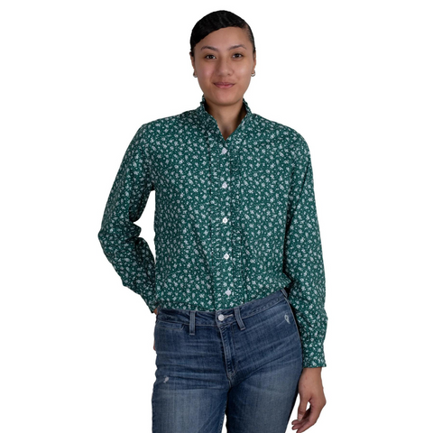 Just Country Ladies Abbey Frills Shirt | Forest Green Bouquet