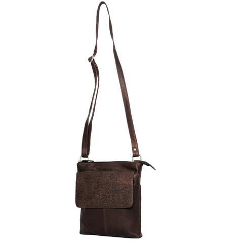 Brown Floral Crossbody Bag