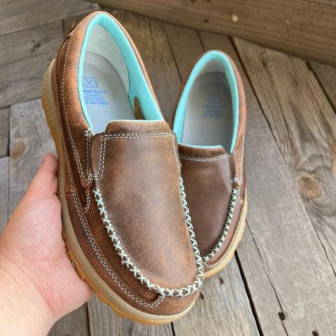 Twisted X Womens Mocs Cellstretch Slip On - Brown/Aqua