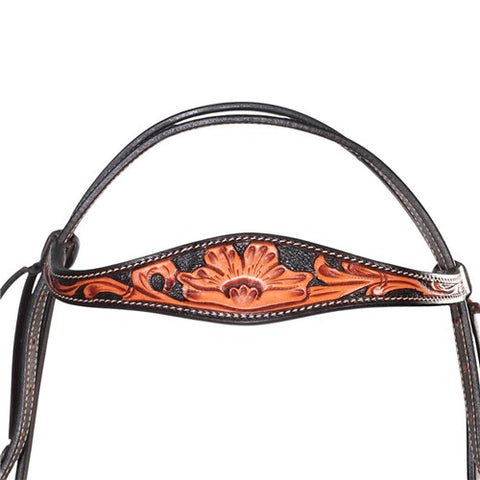 Fort Worth Frontier Headstall Brown with Filigree Tooling