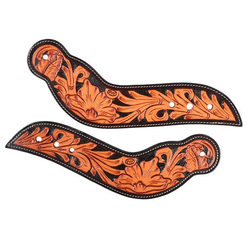 Ribbon Icon Fort Worth Frontier Spur Straps With Filigree Tooling - Brown