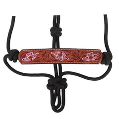 Fort Worth Rope Halter Leather Nose - Pink Floral