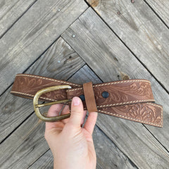Roper Hand-Tooled Genuine Leather Belt