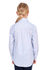 Hard Slog Kids Lillia 1/2 Plkt Long Sleeve Shirt Pale Blue/Pink