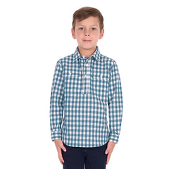 Hard Slog Boy's River Half Placket Long Sleeve Shirt - Teal