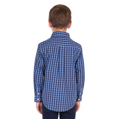 Hard Slog Boy's Wyatt Half Placket Long Sleeve Shirt - Blue