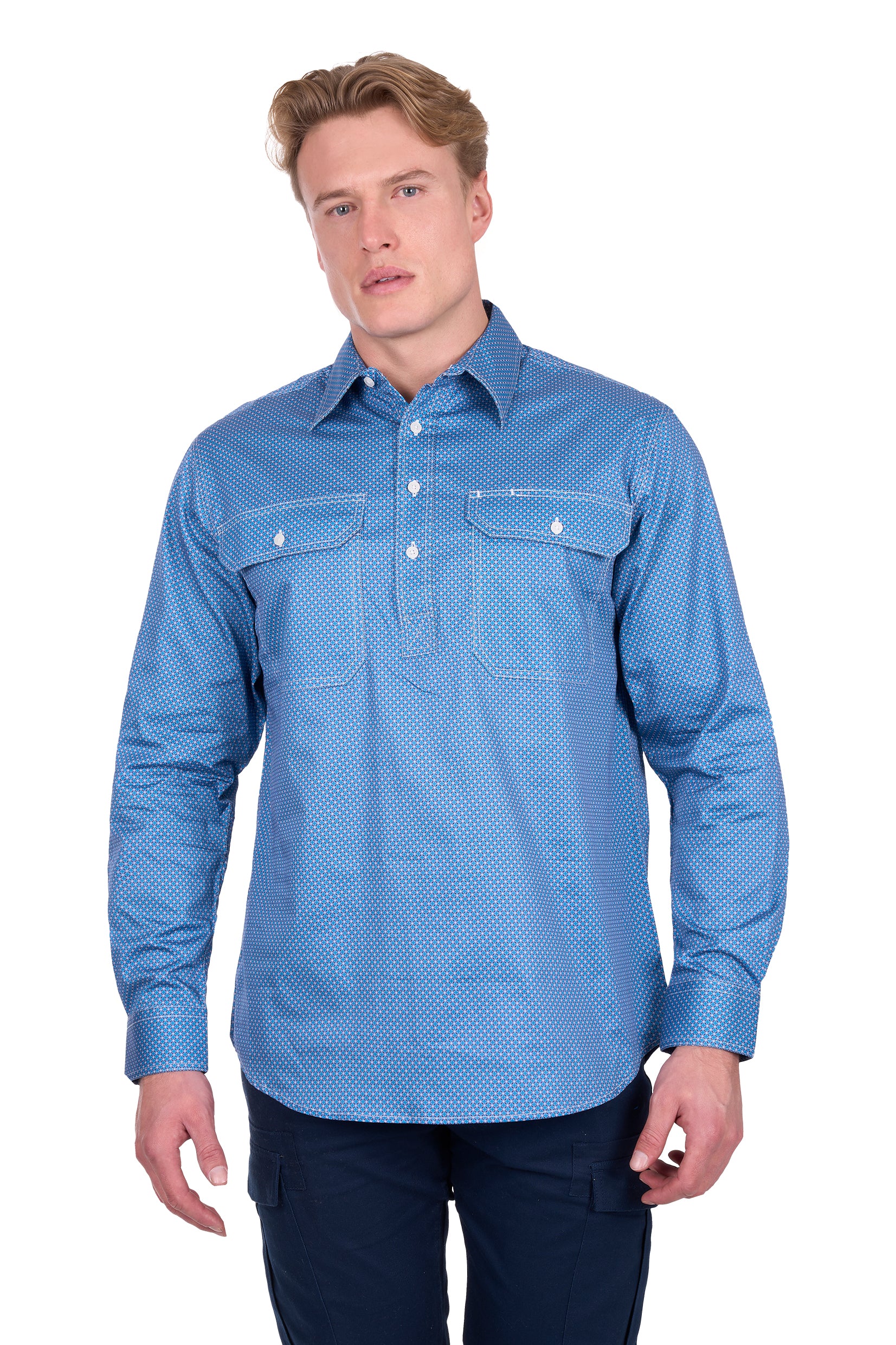 Hard Slog Mens Holden 1/2PLKT LS Shirt