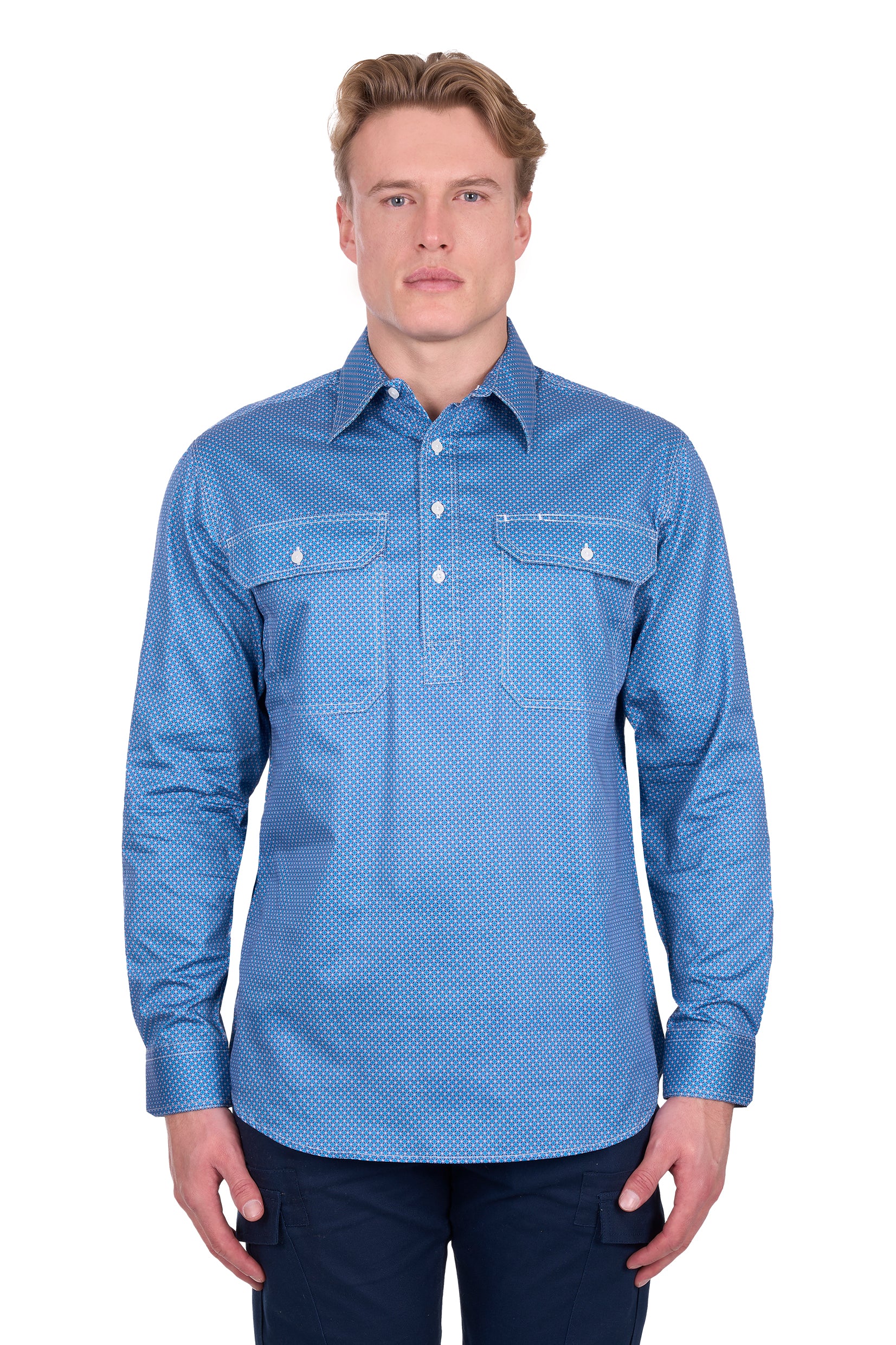 Hard Slog Mens Holden 1/2PLKT LS Shirt