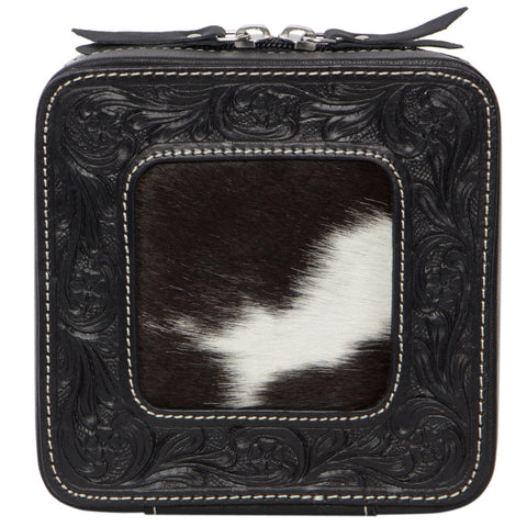 Cowhide Tooled Jewellery Box | Black