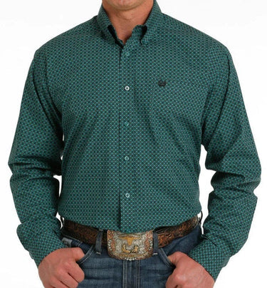 Cinch Mens Long Sleeve Shirt Teal Pattern – Horse Torque Saddlery