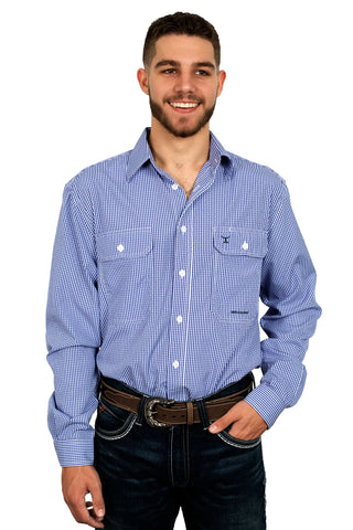 Just Country Mens Austin Shirt | Mini Check/Cobalt