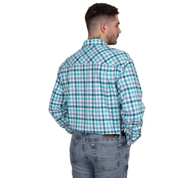 Just Country Mens Austin Full Button Shirt - Blue/Teal Check