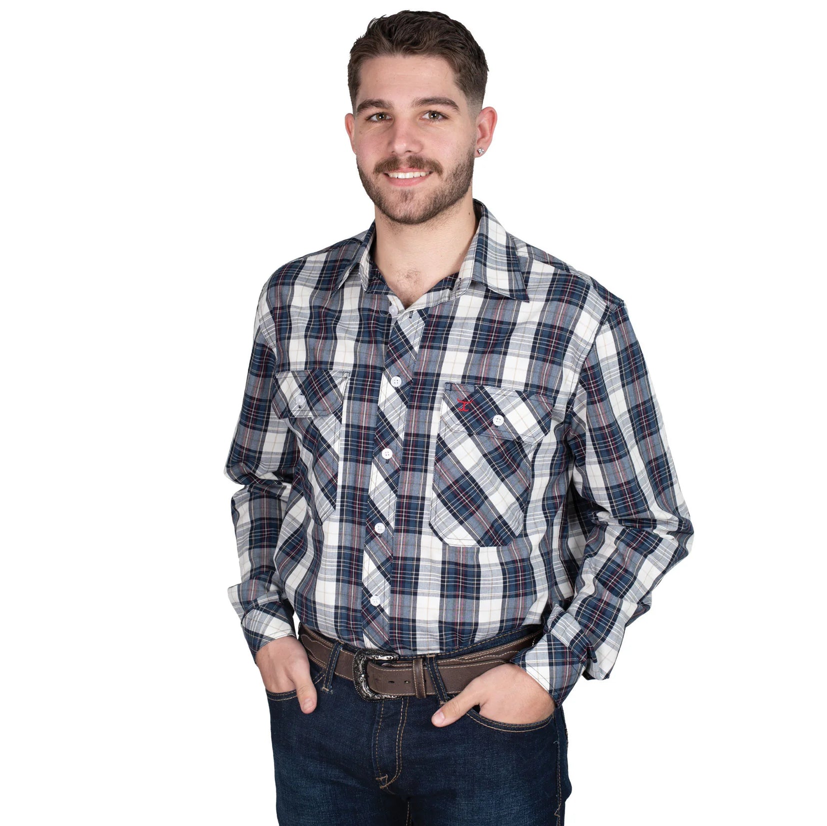 Just Country Mens Austin Shirt | Navy/Red Plaid
