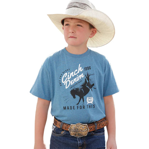 Cinch® Youth Boy's Light Blue "Made For This" Graphic Shirt