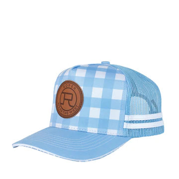Roper Plaid Trucker Cap Cornflower/White