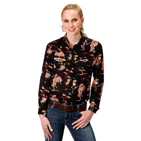 Roper Womens Rodeo Print LS Shirt