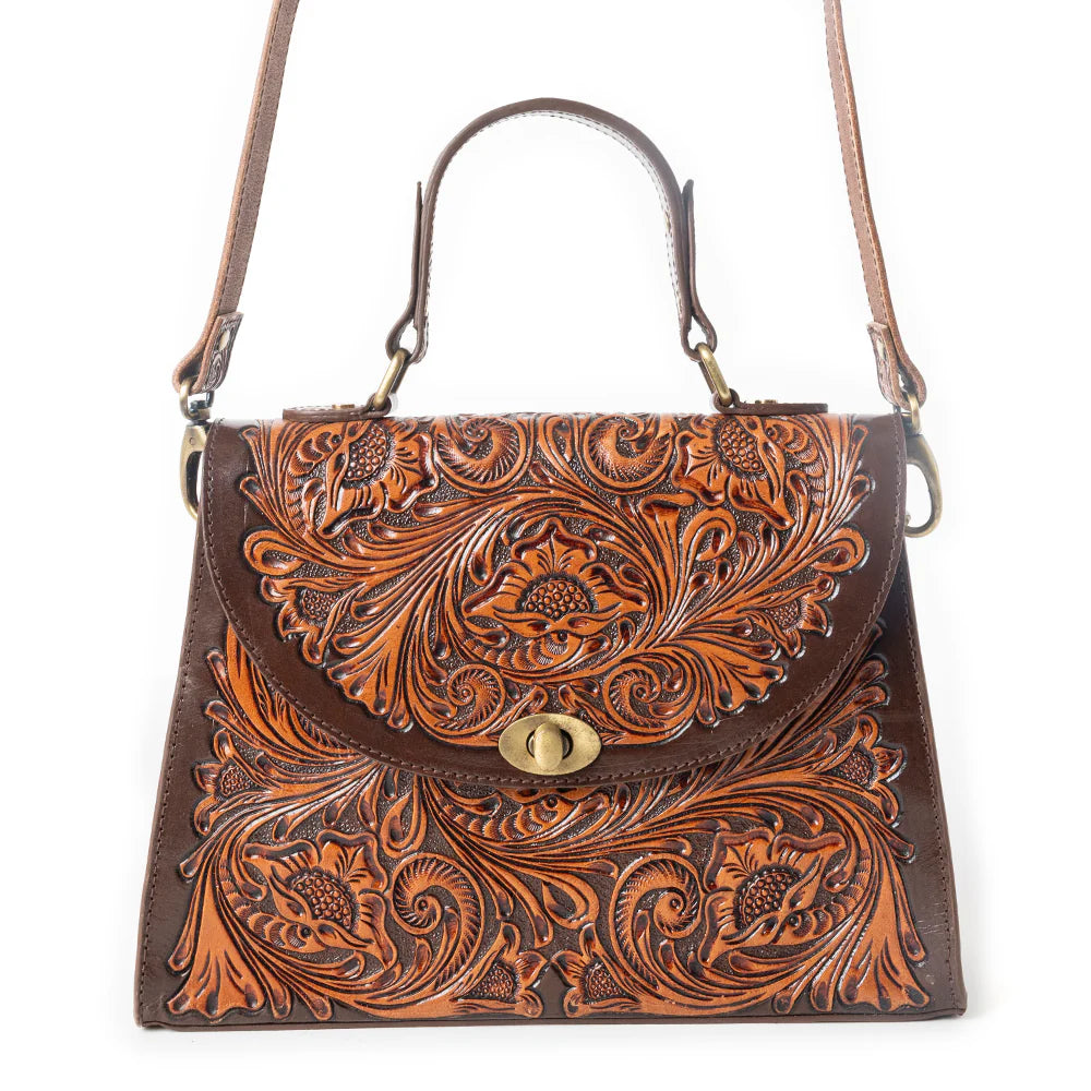 Savannah Scroll Hand-Tooled Bag