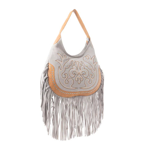 Sage Whisper Fringe Leather Bag | Pearl White