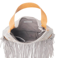 Sage Whisper Fringe Leather Bag | Pearl White