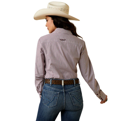 Ariat Womens Kirby Stretch Shirt | Pomergranate/White Stripe